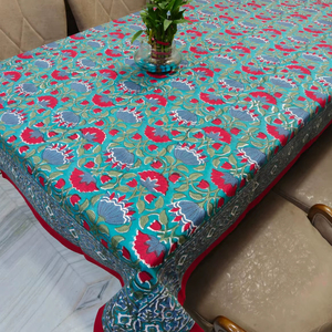 Fabriqué à la main élégant 100% coton Floral Design Rectangle nappe traditionnel Artisan main bloc imprimé à la main couverture de Table - Product Image 1