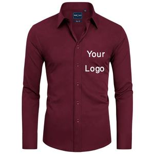 Camisas formales de última temporada para hombre 2023, diseño inteligente elegante con logotipo personalizado, 100% algodón de talla grande para primavera y otoño - Product Image 5