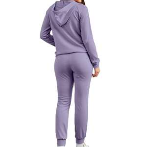 Conjuntos Deportivos de Algodón 100%, Conjuntos de Sudadera con Cremallera y Pantalones Jogger con Logotipo Personalizado, Ropa Deportiva para Gimnasio, Conjuntos para Correr para Mujer - Product Image 3