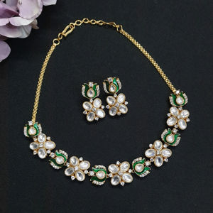 Élégant ensemble floral Kundan pour femmes Floral diamant Look collier de mariée classique Floral Polki bijoux pour mariage pour les femmes - Product Image 1