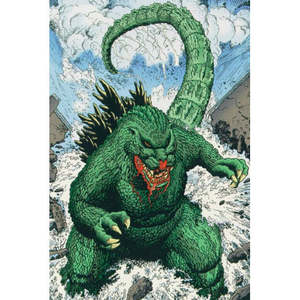 Carte postale Godzilla style simple, impression numérique sur papier, carte d'anniversaire pour la Saint-Valentin - Product Image 1