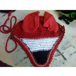 Vente en gros Ornements de cheval Qualité supérieure Croshia Voile de mouche de créateur Chevaux Matériau doux en maille triple couleur Protection de la tête - Product Image 1