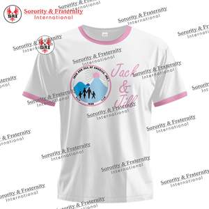 T-shirts brodés pour femmes avec lettres grecques de la sororité Jack and Jill |   T-shirts en coton personnalisés pour femmes avec broderie de sororité - Product Image 1