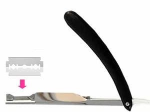 Maquinilla de afeitar recta, cuchilla de acero al carbono para peluquero, mango negro, afeitado vintage - Product Image 3