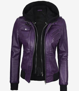 Colección Premium Chaquetas de cuero genuino con capucha Vintage para mujer Diseño personalizado Prendas de abrigo de alta calidad con relleno de algodón - Product Image 3