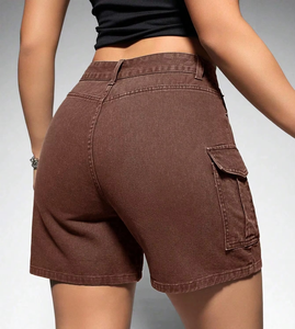 Pantalones cortos de mezclilla con lavado ácido de cintura alta de verano para mujer, pantalones calientes azules, nuevos y elegantes pantalones holgados de talla grande OEM al por mayor 2026 - Product Image 5