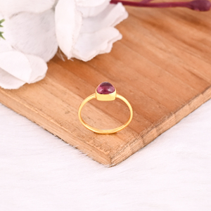 Vente en gros Bague en argent sterling 925 Pierre précieuse tourmaline rose naturelle Bague plaquée or Bijoux de mariage Unisexe Cadeaux de fêtes - Product Image 4