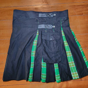 Kilt tactique hybride moderne pour homme en coton noir et tartan vert irlandais 2026 - Product Image 2