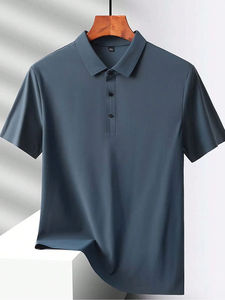 Camiseta clásica antiarrugas 100% de algodón para hombre, Polo Camiseta con cuello, estampado de logotipo personalizado, patrón sólido, ropa informal, camisa de punto - Product Image 2