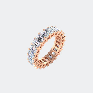 Anillo de eternidad ancho con engaste de barra y corte esmeralda de 4.00 quilates - Product Image 6