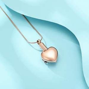 Colliers d'urne en métal avec cœur pour cendres Bijoux de crémation Pendentif en frêne pour femmes et hommes Taille unique personnalisée - Product Image 4