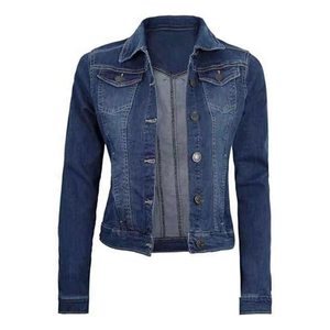 Veste en jean à manches longues pour femmes sur mesure veste en jean pour femmes bleu hiver veste en jean uni pour femmes - Product Image 4