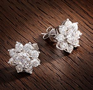 เครื่องประดับไฟ14K 18K สีเหลืองทอง925เงินสเตอริ่งต่างหูเม็ดเดี่ยวเพชรโมอิส Vvs1าไนต์ต่างหูพวงดอกไม้ - Product Image 2