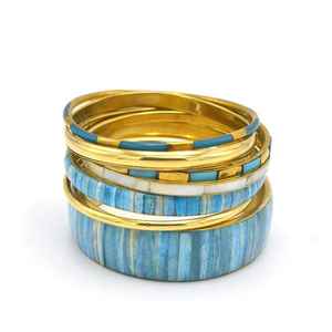 Conjunto de brazalete de moda hecho a mano con incrustaciones de hueso multicolor para mujer - Product Image 2