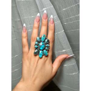 Bague Statement Ella Peters en Turquoise Égyptienne et Argent Sterling, Monture Bezel, Taille 9.5, Pour un usage quotidien - Product Image 5