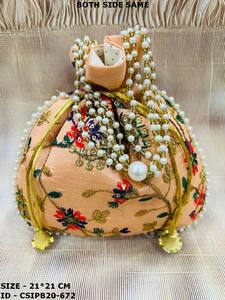 Indian Handcrafted Embroidered Evening <b>Bag</b> Potli Batua Clutch <b>for</b> <b>Weddings</b> and Special Celebrations! - Product Image 5