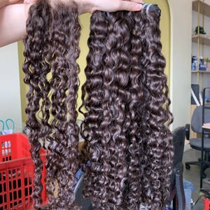 Cabello humano vietnamita sin procesar euroasiático 100% Remy con estilo de rizos Jerry - Product Image 1