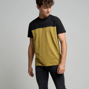 T-shirt ras du cou à manches courtes en coton peigné pour hommes avec t-shirts à blocs de couleurs - Product Image 3