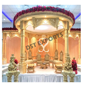Exclusive Golden Carved Mandap For Telugu Weddings Grand South Indian Telugu Mandap Design Telugu Wedding Royal Golden Mandap - Product Image 6