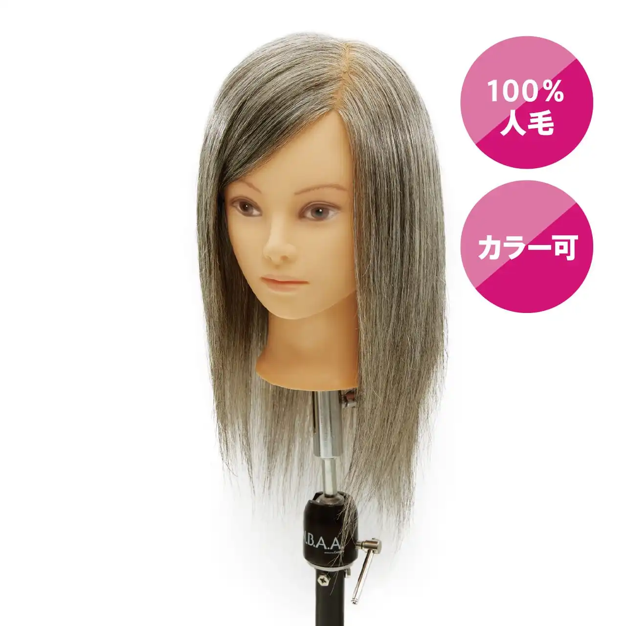 100% human hair wig "gray" cutting wig that can be colored from gray hair