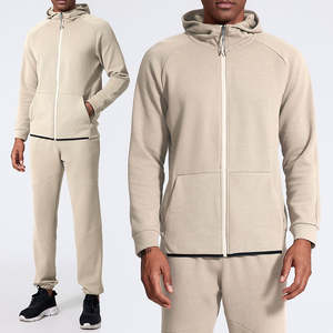 Costume de couleur unie pour hommes, survêtement de course à pied d'hiver en coton de haute qualité - Product Image 1