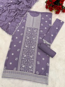 2025 Bollywood inspiré accrocheur auto-broderie col rond couleur vive Eid Collection tissu à prix raisonnable - Product Image 6