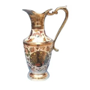 แจกันสไตล์ราชวงศ์ที่มีสไตล์ด้วยการพิมพ์ที่สวยงามและของตกแต่งทำด้วยมือของนักออกแบบสีทองสำหรับการตกแต่งภายในที่ทันสมัย - Product Image 1