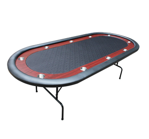 Mesa de póker de 96 pulgadas con textura de madera, patas plegables de fieltro - Product Image 4