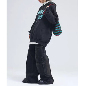 High Quality Oem Heavyweight Long Sleeve Rib <b>Pullover</b> Plus Size Embroidery Patched Cotton Fleece <b>Man</b> Hoodie - Product Image 2