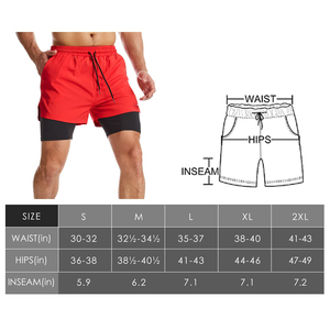Shorts de sport 2 en 1 pour hommes, shorts d'entraînement athlétique avec tissu respirant, couche intérieure et extérieure de compression - Product Image 5