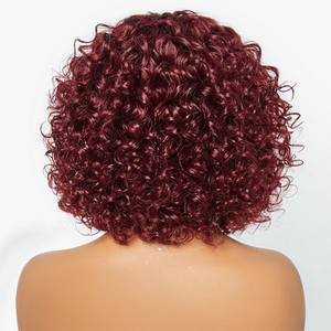 Barato corto Pixie flequillo corte Bob pelucas de cabello humano con flequillo peluca sin encaje 4/27 resaltar miel agua onda pelucas de color rubio - Product Image 4