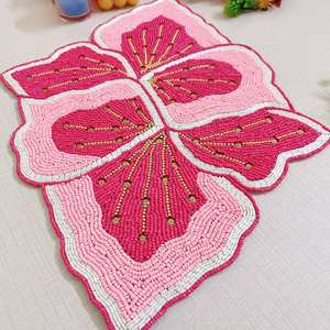 <b>Beaded</b> <b>Placemat</b> Handmade Round Charger for Luxury Dining & Holiday Decor Unique Piece Handmade <b>Beaded</b>, <b>Placemat</b>, Housewarming - Product Image 1