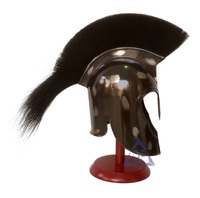Costume de Chevalier Médiéval Troie-Achille pour Halloween, Casque et Armure Grecque Trojane Personnalisés, Plume Noire Faite à la Main en Métal
