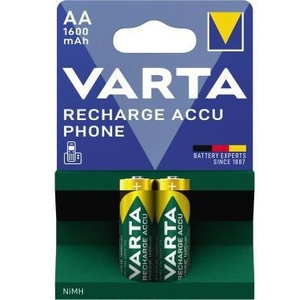 Batería Recargable Varta HR6 de Níquel-Metalhidruro, 1.2V, 1.600 mAh, AA/Mignon, Paquete de 2 para Teléfonos Inalámbricos - Product Image 1