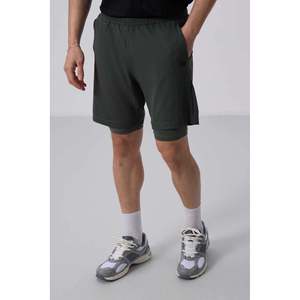 Pantalones Cortos Deportivos 2 en 1 TOMMYLIFE para Hombre, Negros, de Poliéster y Elastano, Corte Estándar, con Leggings Integrados para Correr y Entrenar - Product Image 3