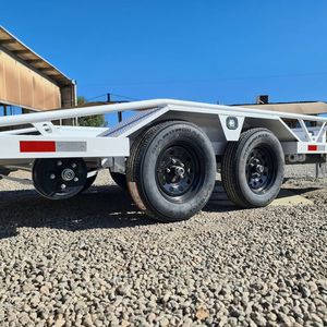 Remolque Utilitario de Aluminio de 7x14 pies con Plataforma Plana, Rampa y Barandas Laterales, Remolque de Carga de Doble Eje, Carga Útil Máxima de 1001-2000 kg - Product Image 3