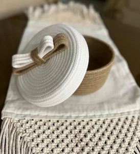 Panier à pampilles en coton Jute fabriqué à la main 8x4 pouces organisateur de rangement décoratif naturel écologique fait à la main décor à la maison - Product Image 2