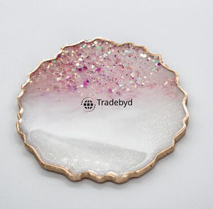 Ensemble de sous-verres en résine de qualité supérieure, faits à la main, 4x4 pouces, carrés, sous-verres de luxe pour boissons avec couleurs personnalisées, Tradebyd - Product Image 3