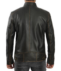 Veste en cuir véritable élégante pour hommes, dernière conception de haute qualité, meilleur style populaire, teinte unie, taille XS, état neuf - Product Image 3