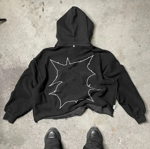 StoneWash Grey Funky Style 3D Embrioded/Parches Sudaderas con capucha para hombres Moda callejera Diseño personalizado Sudaderas con capucha para hombres - Product Image 6