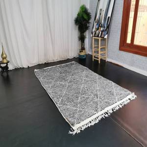 Beautiful 100% Cotton Designer Carpets Grey Color with Hand Block Print Pattern Abstract Design for Home Living Room Decor - Product Image 1