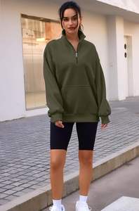 2025 logo personnalisé femmes sweats vêtements de sport surdimensionné demi-zip sweat-shirt court pour les femmes - Product Image 6