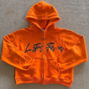 Sweats à capuche décontractés épais en molleton avec strass imprimés sweats à capuche vierges en coton Boxy personnalisés sweats à capuche unisexe chauds et lourds - Product Image 2