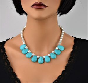Nouveau bohême luxe collier pour femmes naturel Turquoise épissure perle pendentif classique lien parfait bijoux accessoire pour classique - Product Image 4