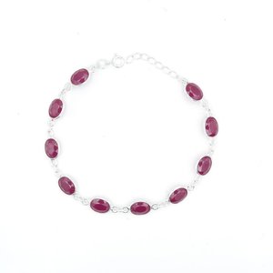 สร้อยข้อมือทับทิมสีชมพูแบบมินิมอล925เงินสเตอร์ลิงพร้อมพลอยเพทายธรรมชาติสำหรับงานแต่งงานหรือเป็นของขวัญให้กับเธอ - Product Image 2