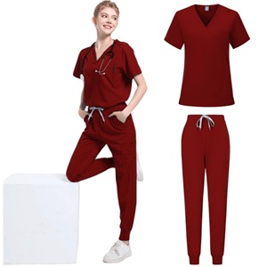Uniforme de enfermería para enfermera, traje de manga corta con cuello en V, Tops + Pantalones, conjuntos para mujer, ropa de trabajo médica para mascotas Multicolor - Product Image 3