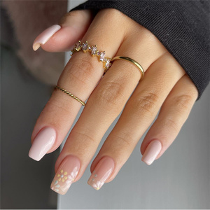 Flor bonita de alta calidad, 24 Uds., prensa <span class=keywords><strong>en</strong></span> las <span class=keywords><strong>uñas</strong></span>, diseño francés, almendra, cuadrado, dedo Artificial, pintura <span class=keywords><strong>para</strong></span> <span class=keywords><strong>uñas</strong></span>, <span class=keywords><strong>uñas</strong></span> postizas - Product Image 6