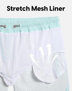 Shorts de bain pour hommes 5,5 pouces en tissu seersucker, shorts de plage à séchage rapide avec doublure en mesh - Product Image 2