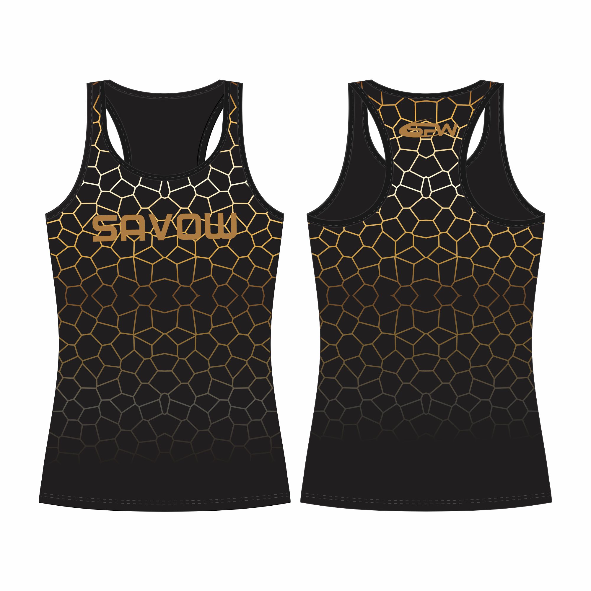 SAVOW FIGHT WEAR Customized High Lightweight Spandex/Polyester Knitted Lace Yoga Tank Top Women's Sports Fitness Gym Front