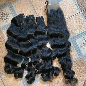 Alta calidad 100% Remy cabello humano vietnamita máquina ondulada Natural trama completa cutícula alinear para mujeres precio al por mayor - Product Image 6